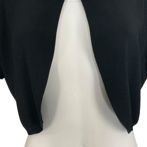 Lafayette 148 New York Bolero Cardigan Sweater XL Black Short Sleeve Crop Beaded - Picture 12 of 15